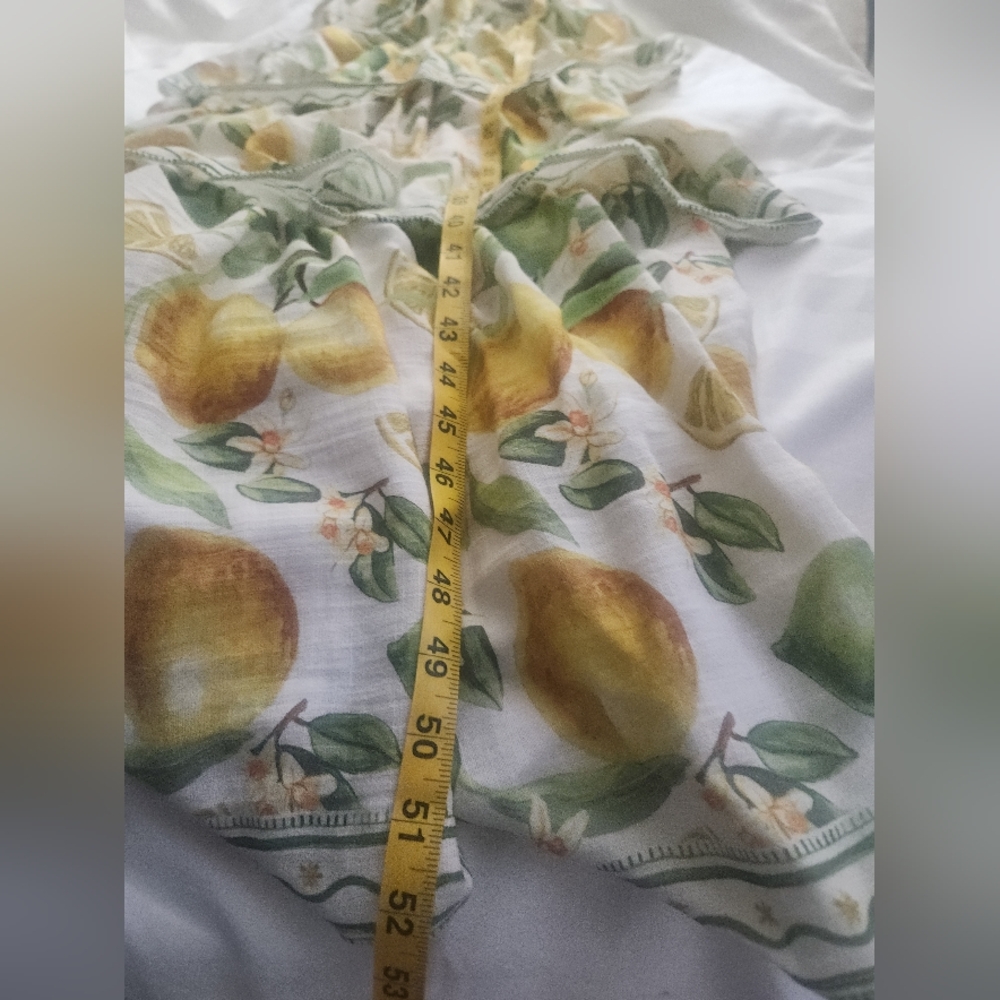 H&M Ruffle-trimmed Maxi Dress Floral White/lemons Sz S Nwt - Picture 15 of 15